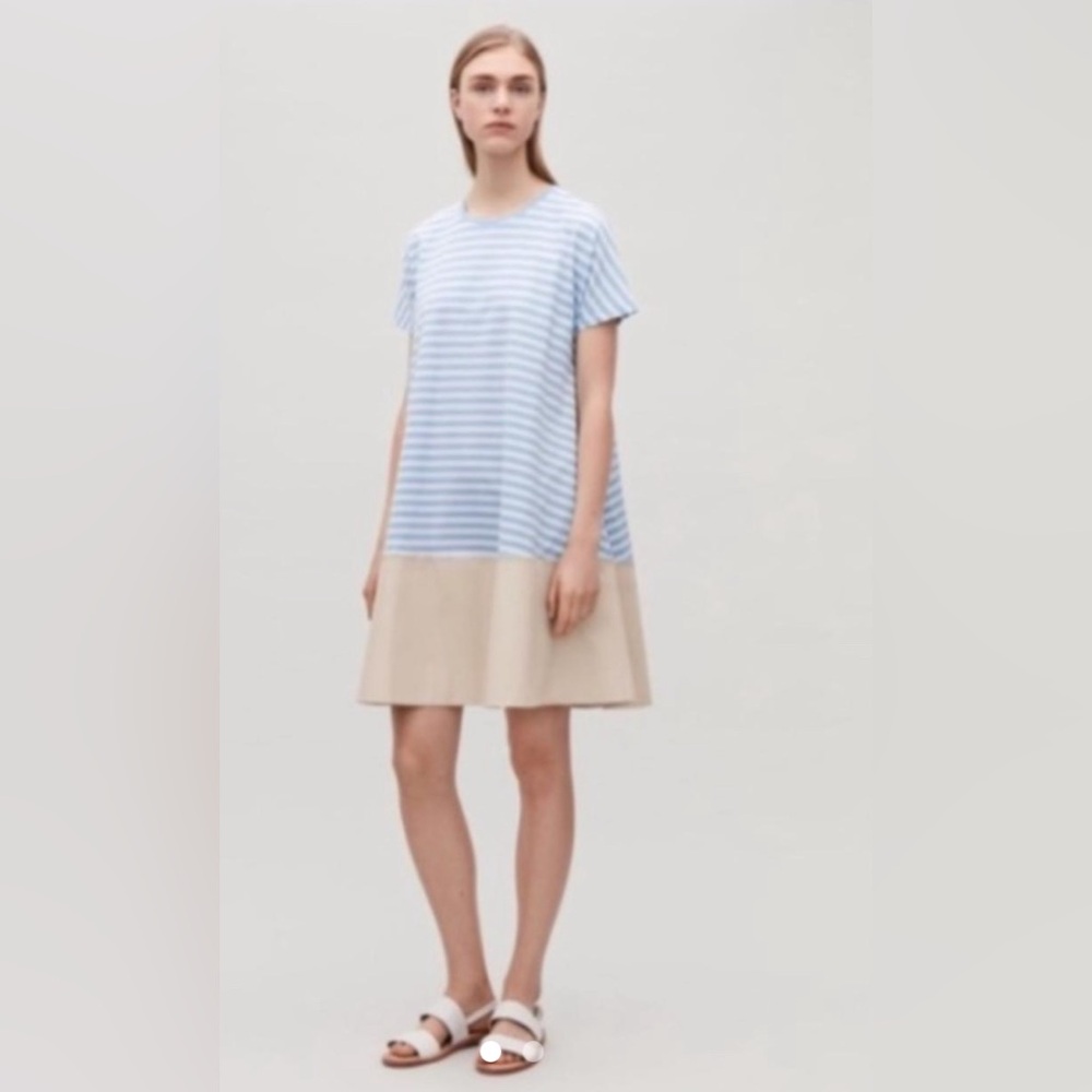 COS CONTRAST PANEL STRIPE DRESS SIZE